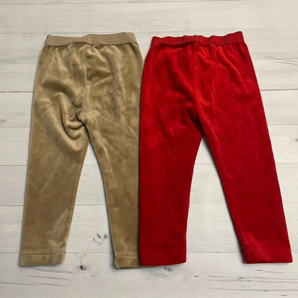 Mayoral girls‎ red and gold velour leggings size 2